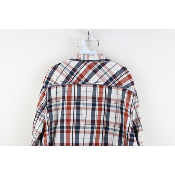Buckle BKE Mens XL Athletic Fit Distressed Thick Stitch Snap Button Shirt Plaid - Picture 13 of 14